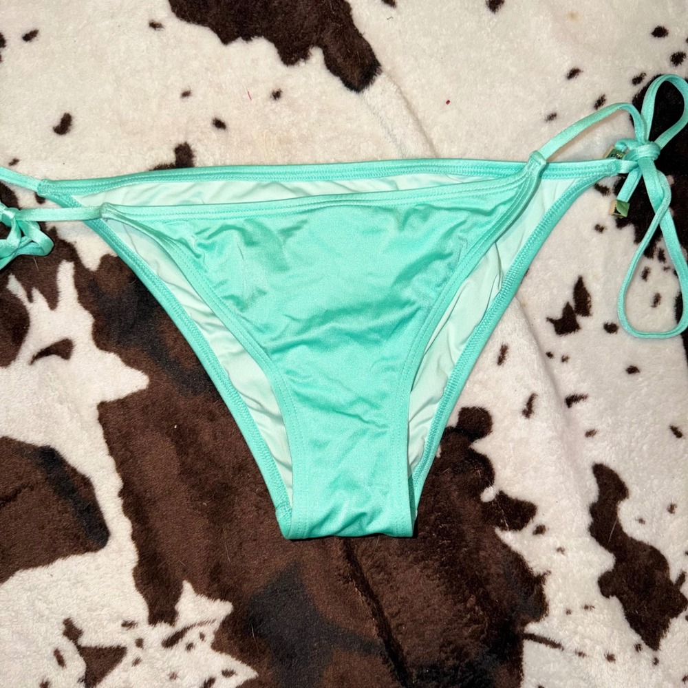 Victoria's Secret Bikini Bottoms Womens L Mint Green Side Tie Beachy Summer